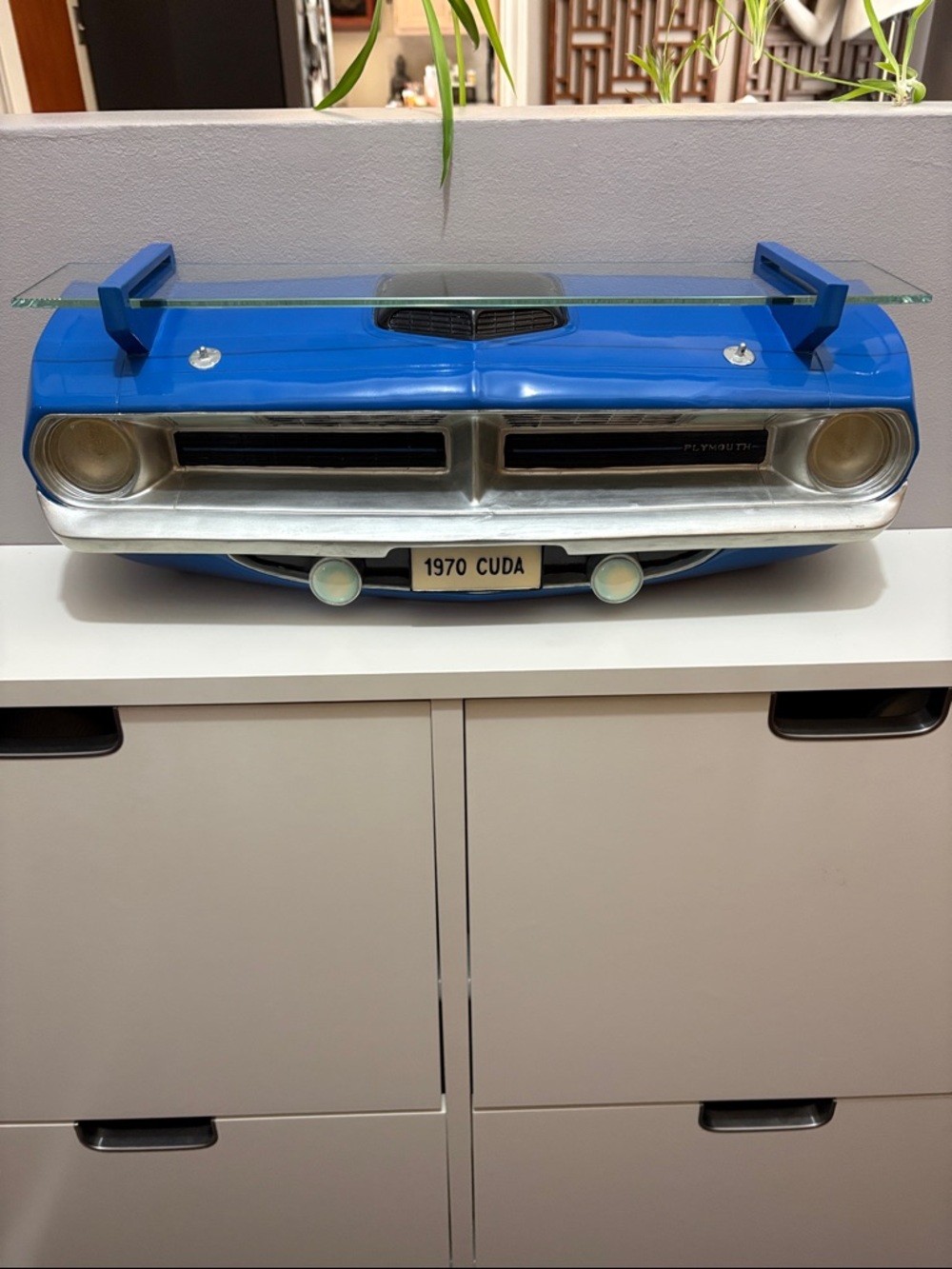 1970 Dodge Plymouth Barracuda Cuda Front Grill Wall Shelf Blue Lights Up